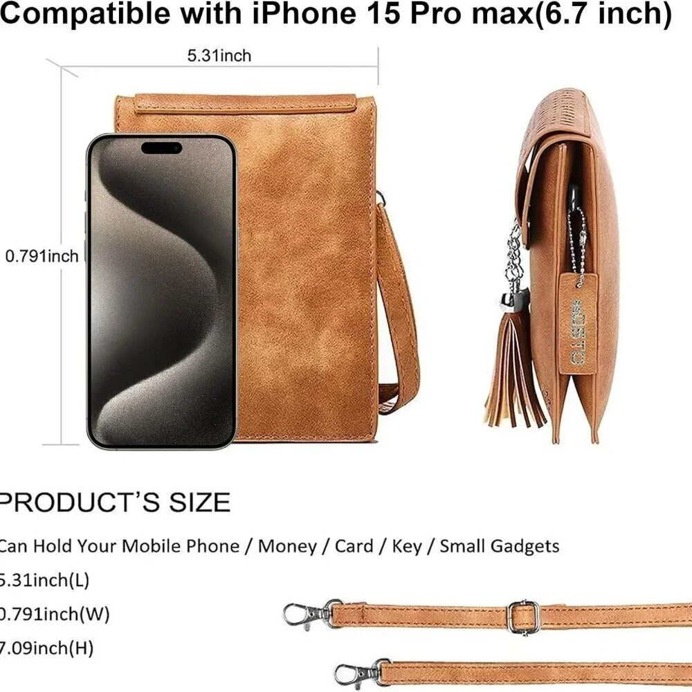 Small Crossbody Bag Synthetic Leather Compact Phone Wallet Purse Gift - Picture 2 of 8